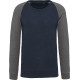 Kariban Sweat-shirt BIO bicolore col rond manches raglan homme