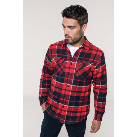 Kariban Sherpa-lined checked SHIRT JACKET