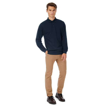 B&C POLO HOMME SAFRAN MANCHES LONGUES