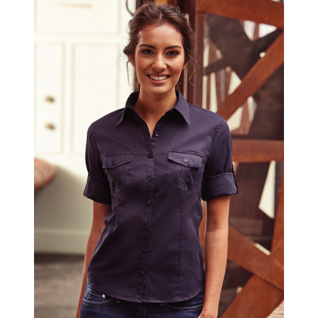 Russell Collection Ladies´ Roll Sleeve Shirt 3/4 Sleeve