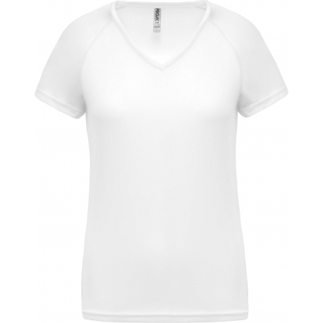 Proact T-shirt de sport manches courtes col v femme