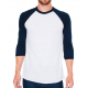 American Apparel Unisex Poly-Cotton 3/4 Sleeve Raglan T-Shirt